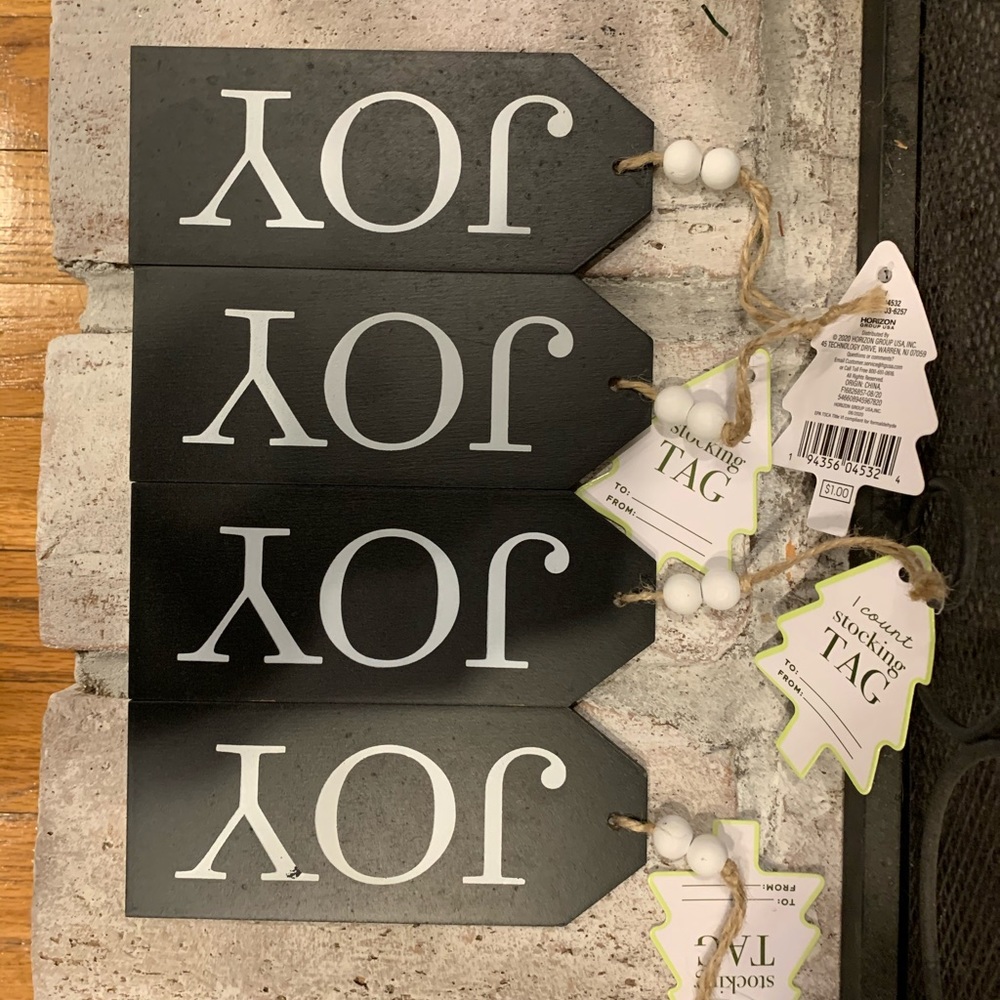 Joy stocking tags